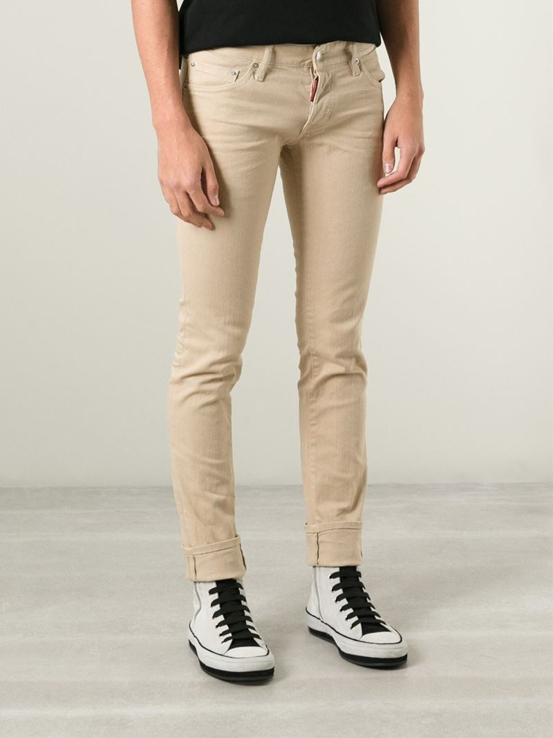 DSquared² 'short Crotch Slim Bottom' Jeans in Natural for Men | Lyst