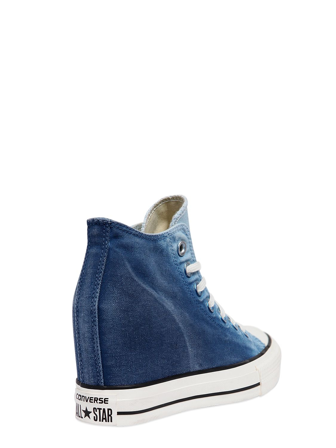 Converse 80mm Star Mid Lux Denim Wedge Sneakers in Blue Lyst