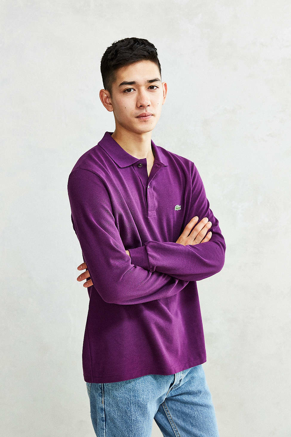 Lacoste Cotton Long-sleeve Polo Shirt in Purple for Men - Lyst
