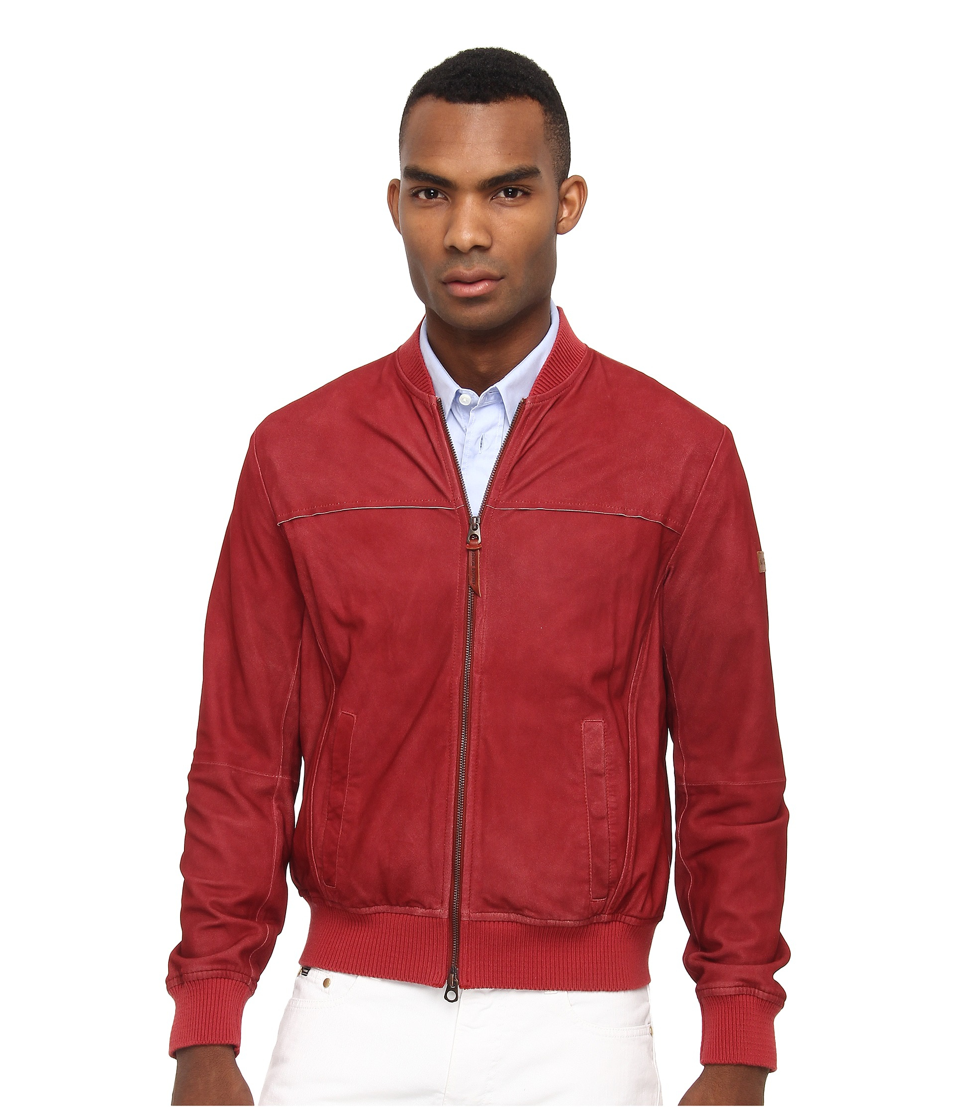 Armani jeans Suede Jacket in Red for Men Lyst