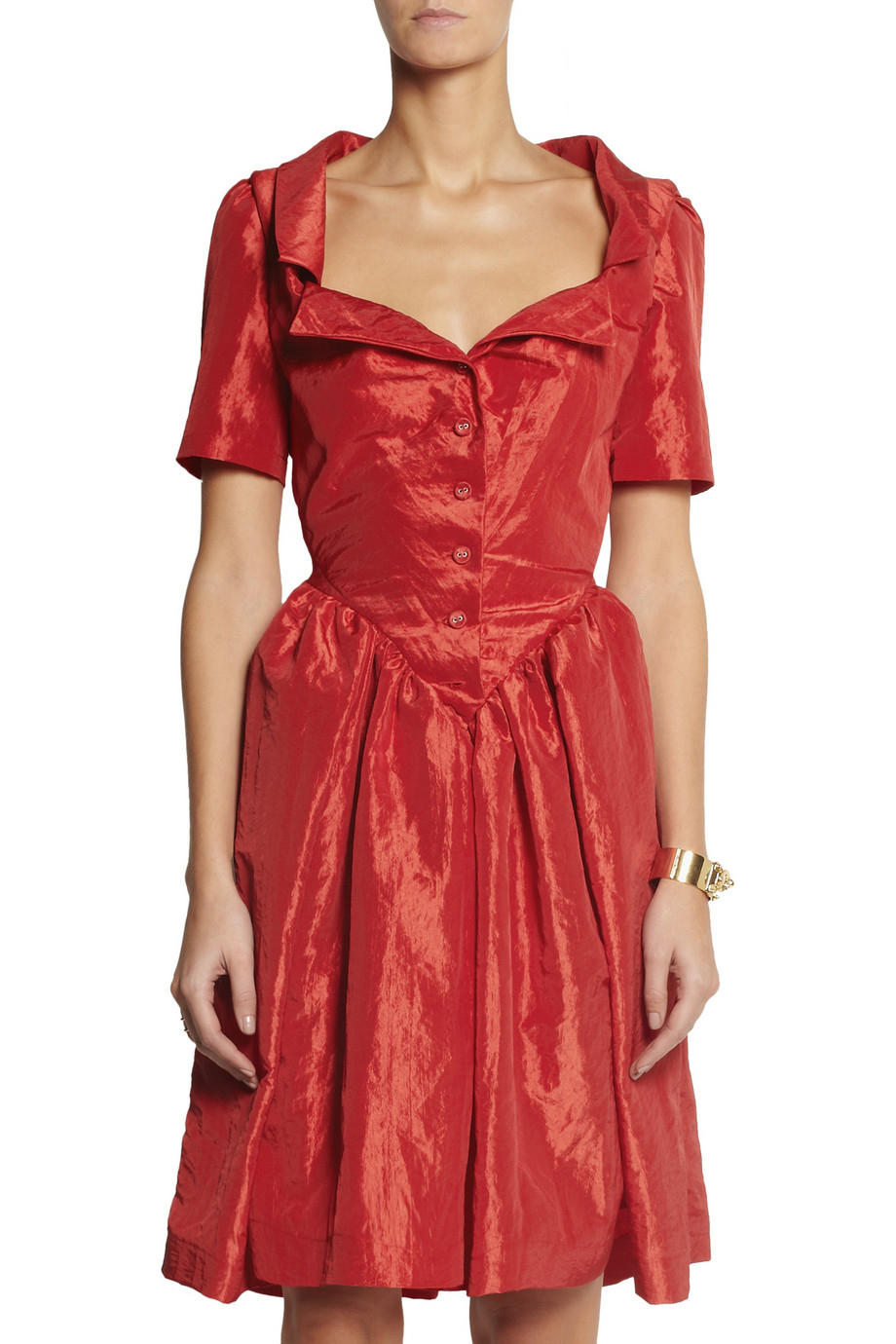 Vivienne Westwood Anglomania Monday Crinkled-Taffeta Dress in Claret ...