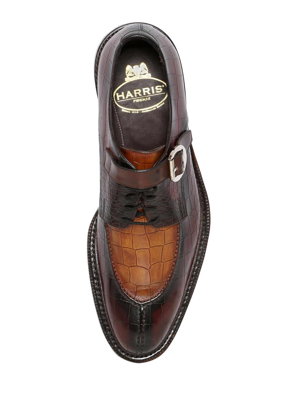 Harris Croc Embossed Leather Derby Shoes in Brown for Men Lyst