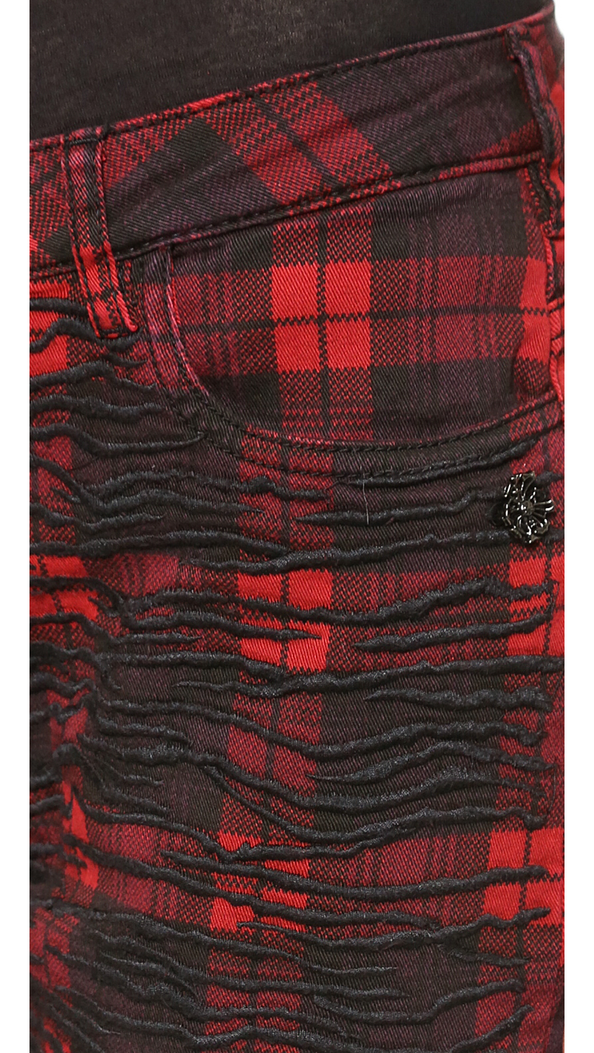 red and black plaid pants