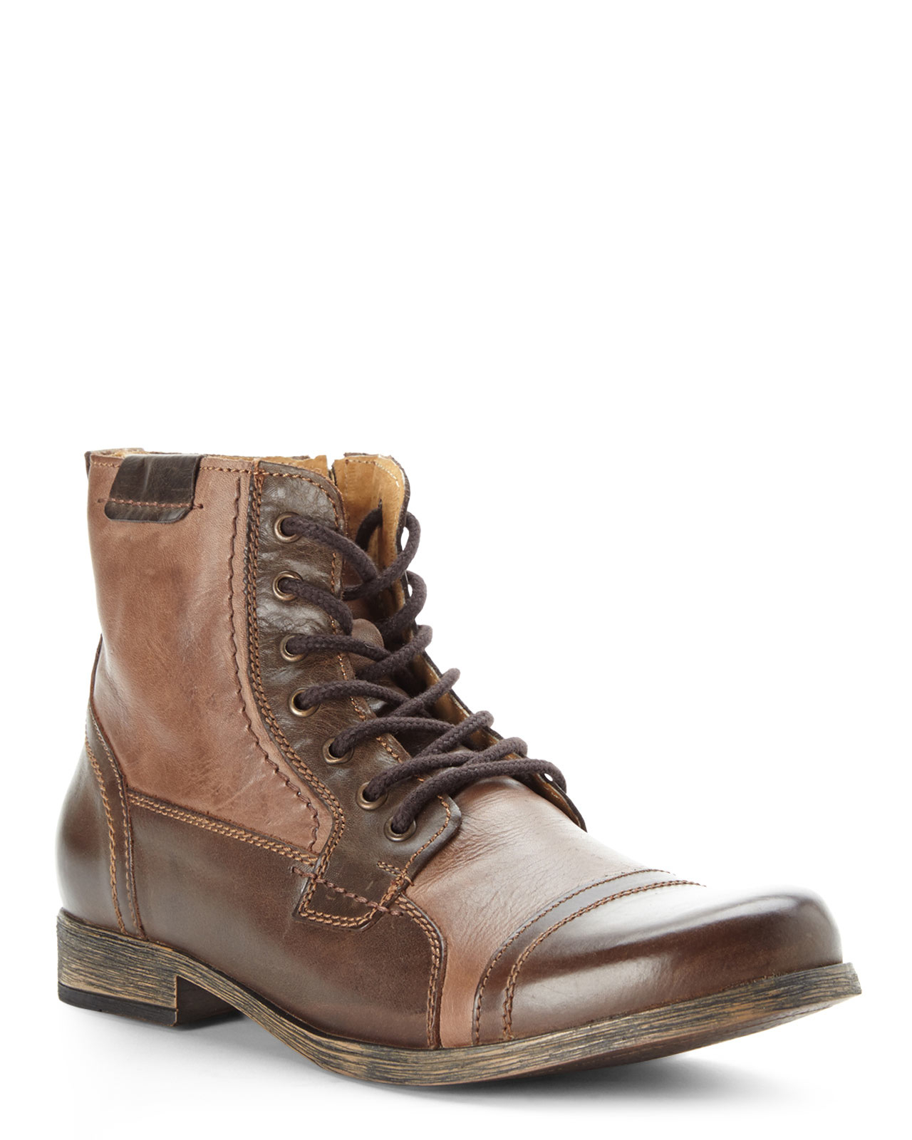 Lyst Steve madden Brown Triggah Cap Toe Boots in Brown for Men