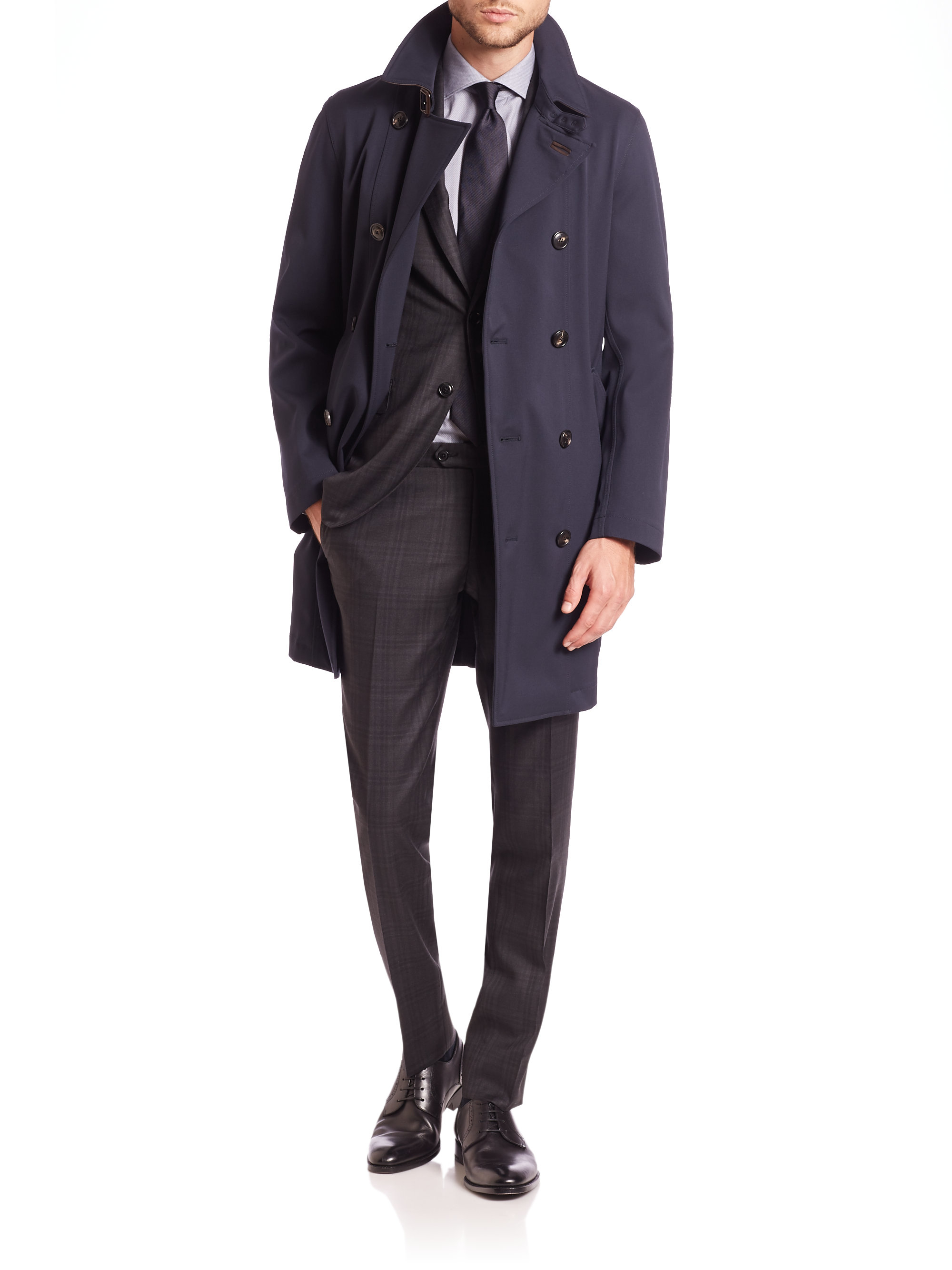 Pal Zileri Canvas Doublebreasted Car Coat in Blue for Men Lyst