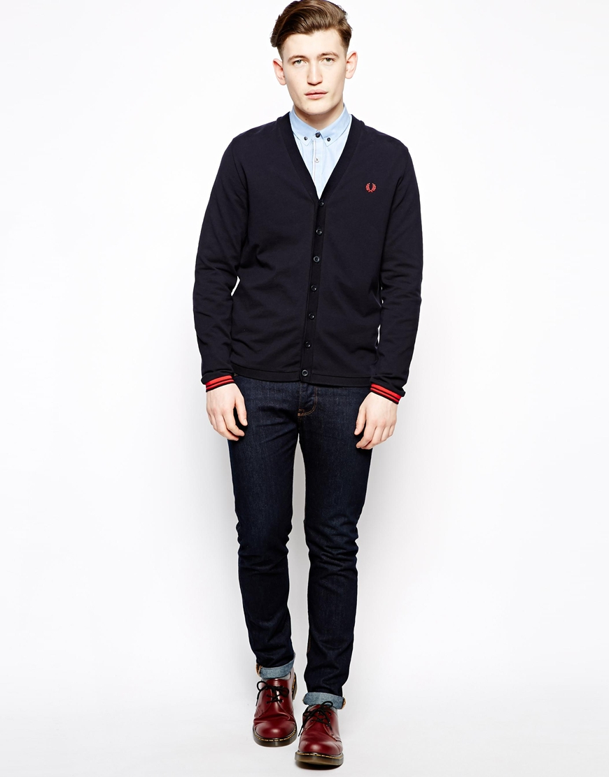 Fred perry Cardigan in Pique in Black for Men | Lyst