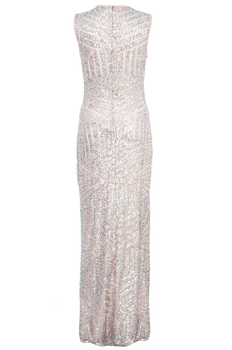 quiz champagne sequin split maxi dress