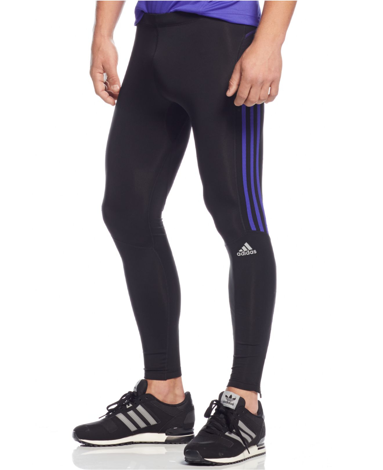 adidas Response Climalite Tights in Black/Purple (Black) for Men - Lyst