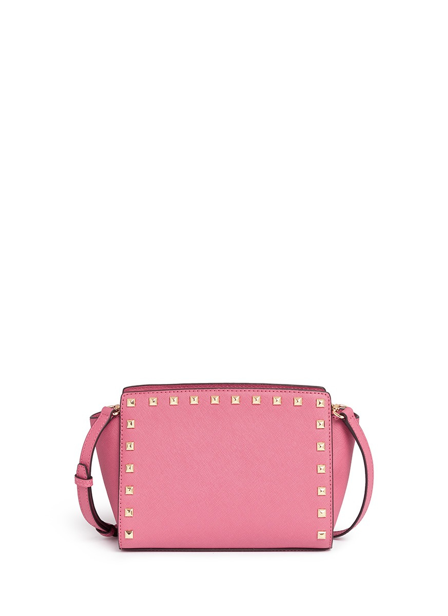 Lyst Michael Kors Selma Stud Medium Shoulder Bag in Pink