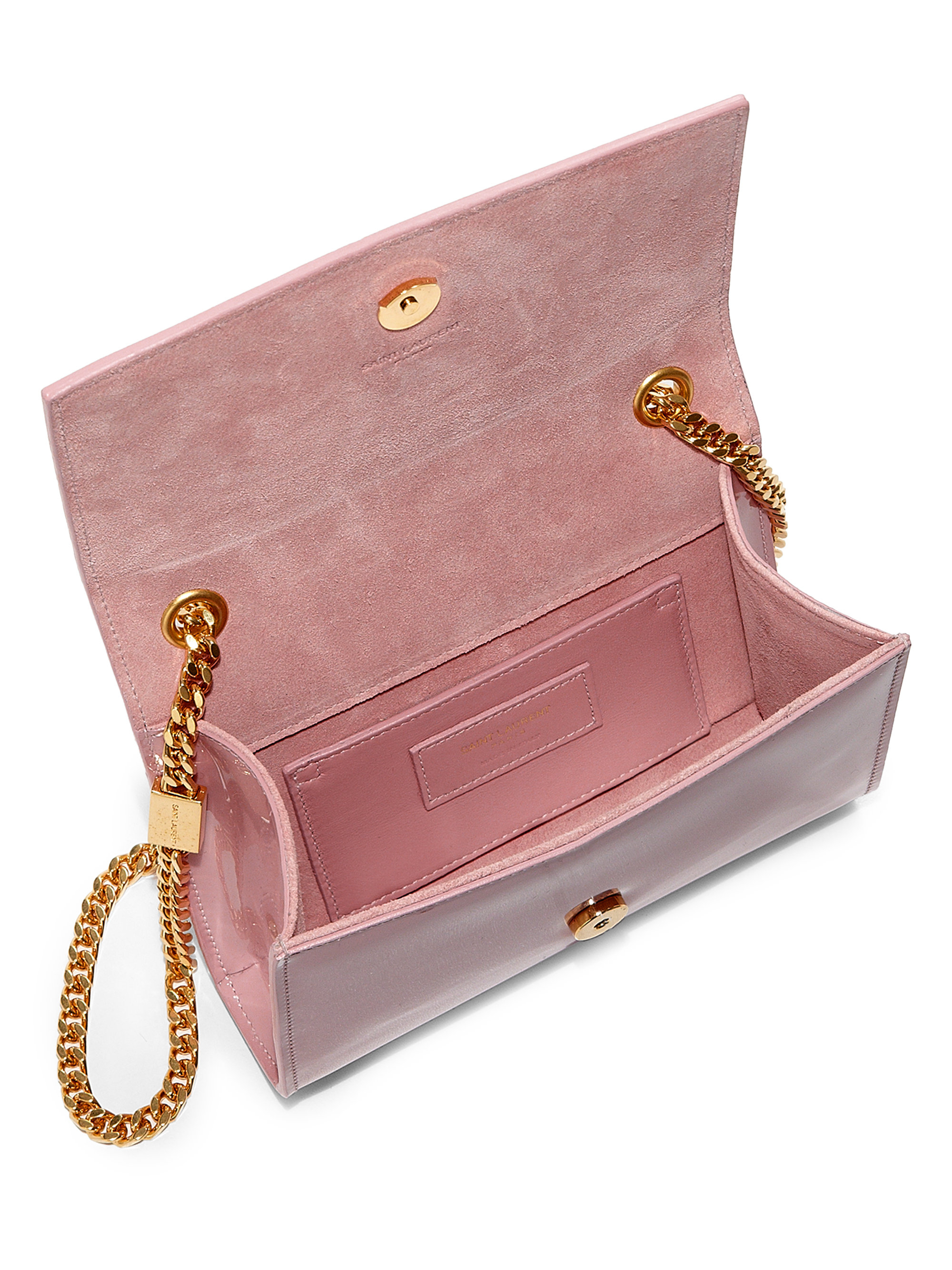 Saint Laurent Monogram Small Patent Leather Chain Crossbody Bag in Pale Rose (Pink) - Lyst