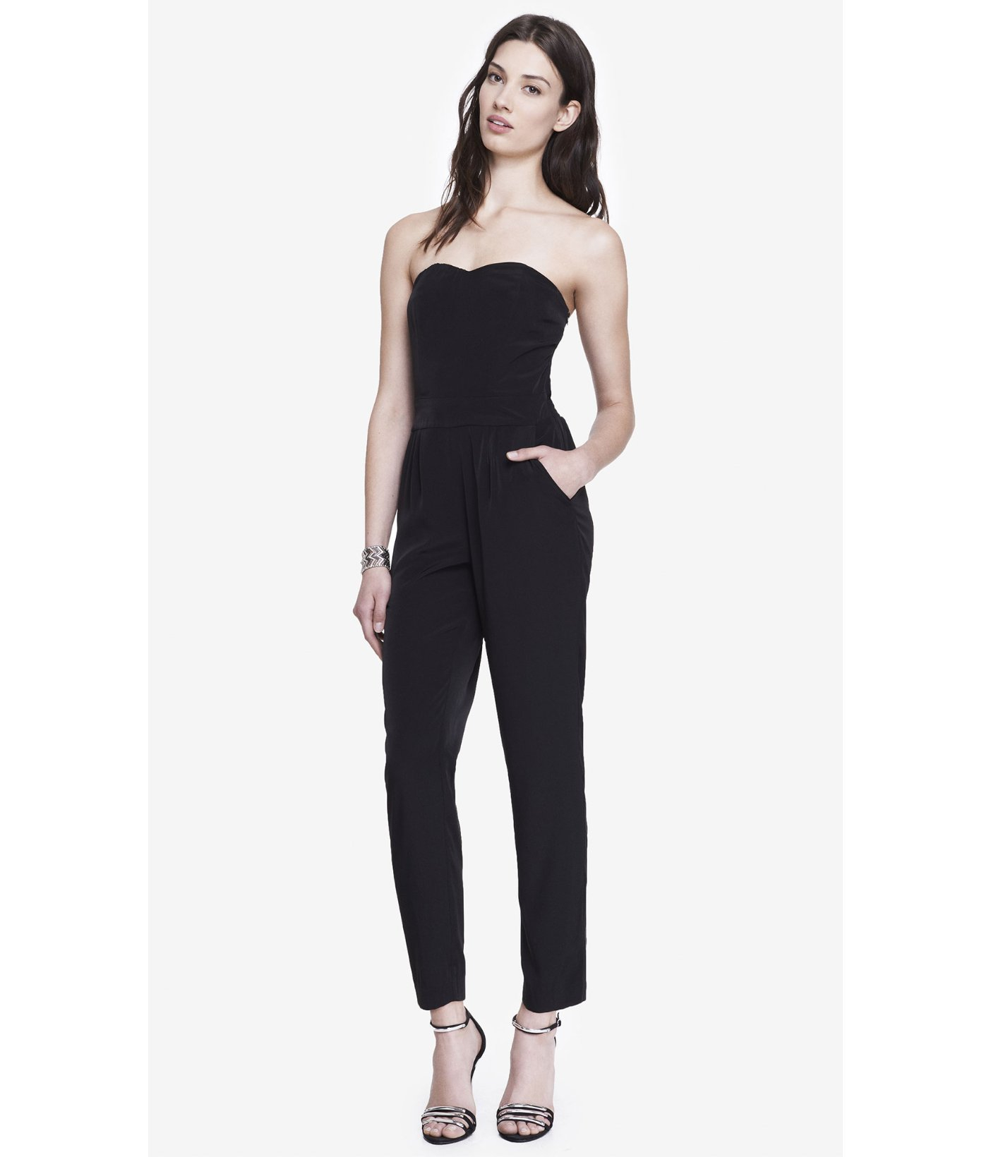 Strapless sweetheart neckline jumpsuit express sale