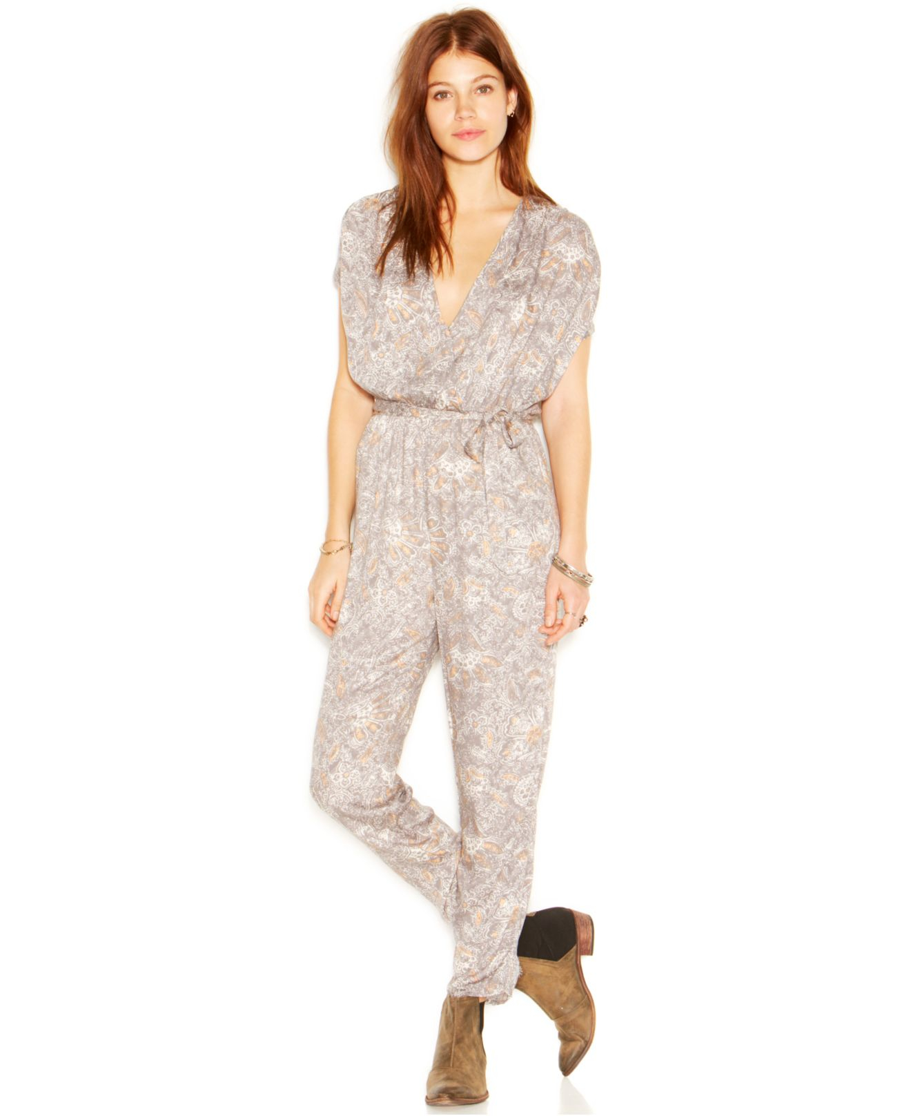 short sleeve floral jumpsuit