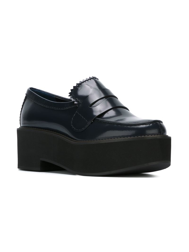 Skiën Onschuld Alaska Jil Sander Navy Scalloped Leather Platform Loafers in Blue | Lyst