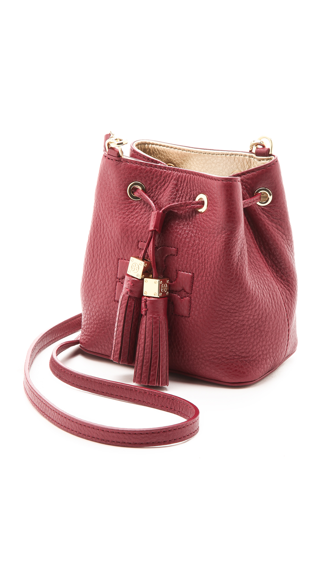 tory burch red bucket bag