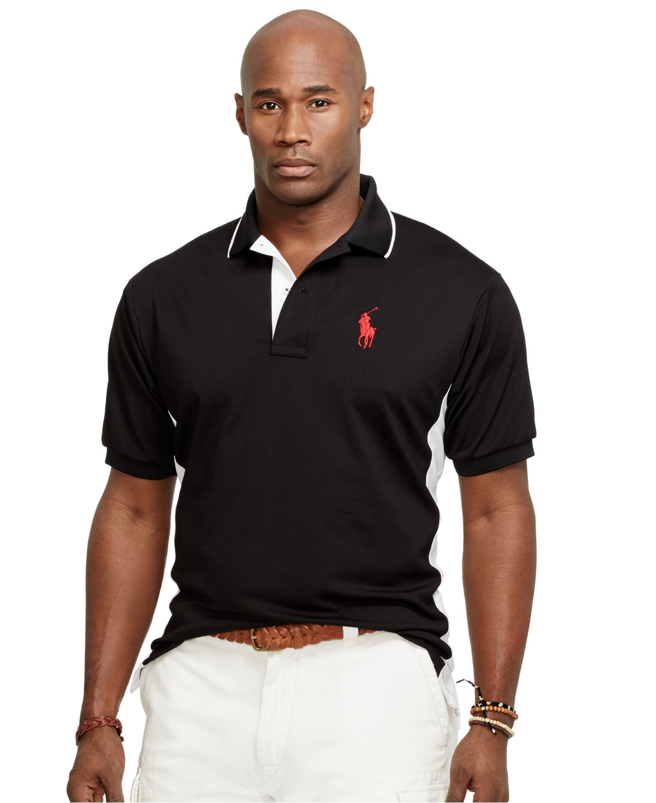 Polo Ralph Lauren Big And Tall Color-Blocked Performance Mesh Polo Shirt in  Black for Men | Lyst