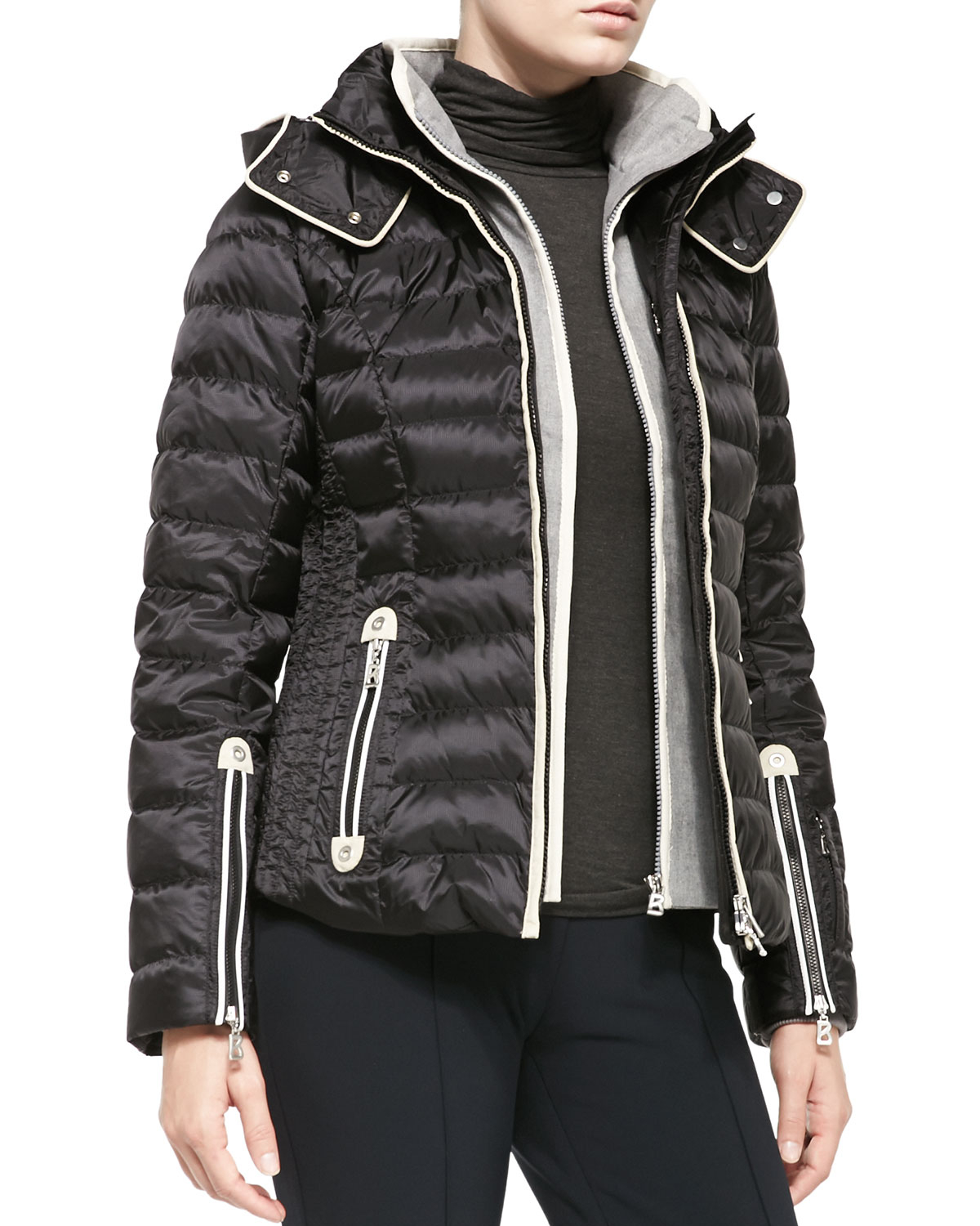 Black Fashion Zipped Jacket With Removable Hood