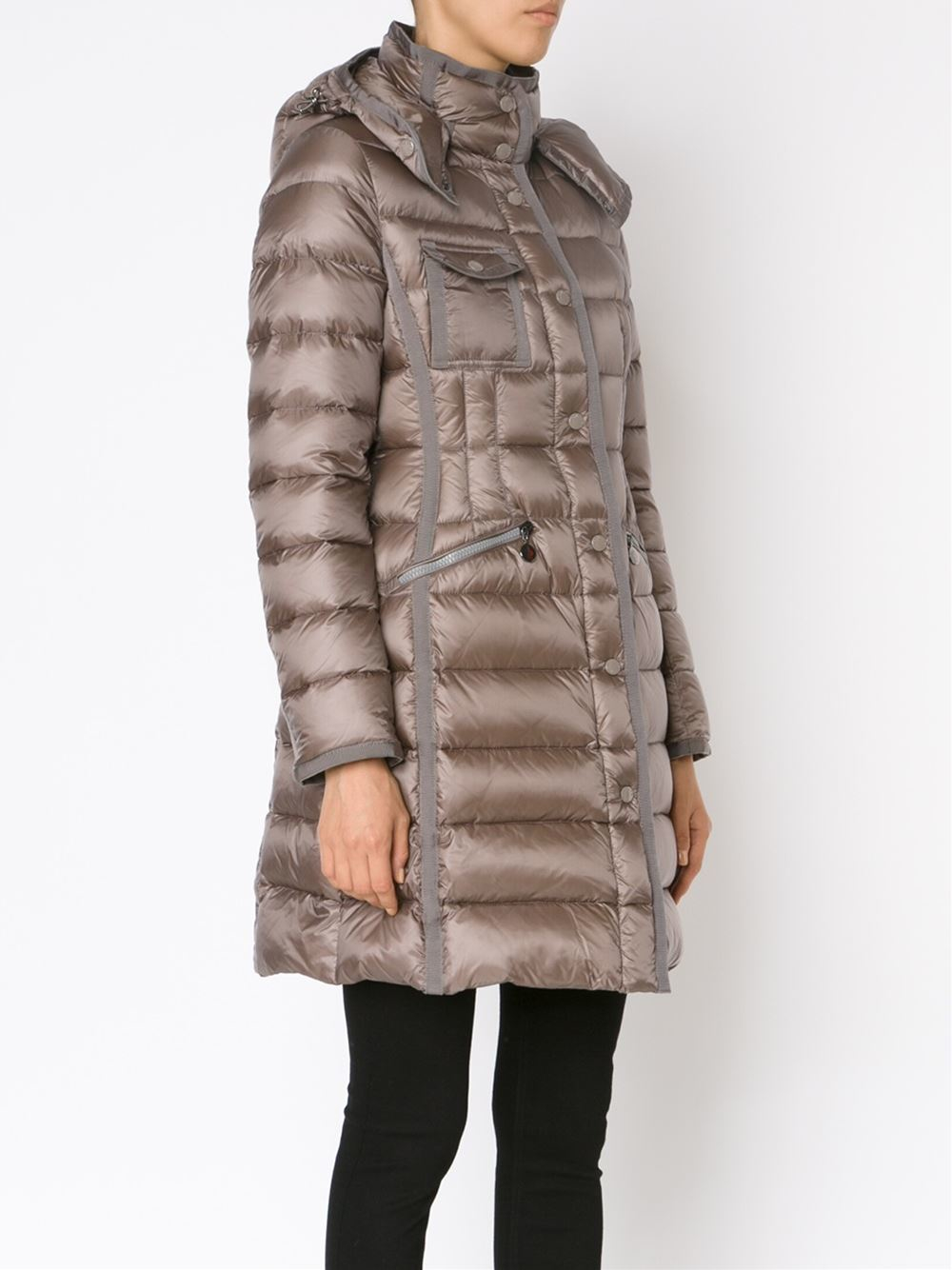 Moncler 'hermine' Padded Coat in Grey (Gray) - Lyst
