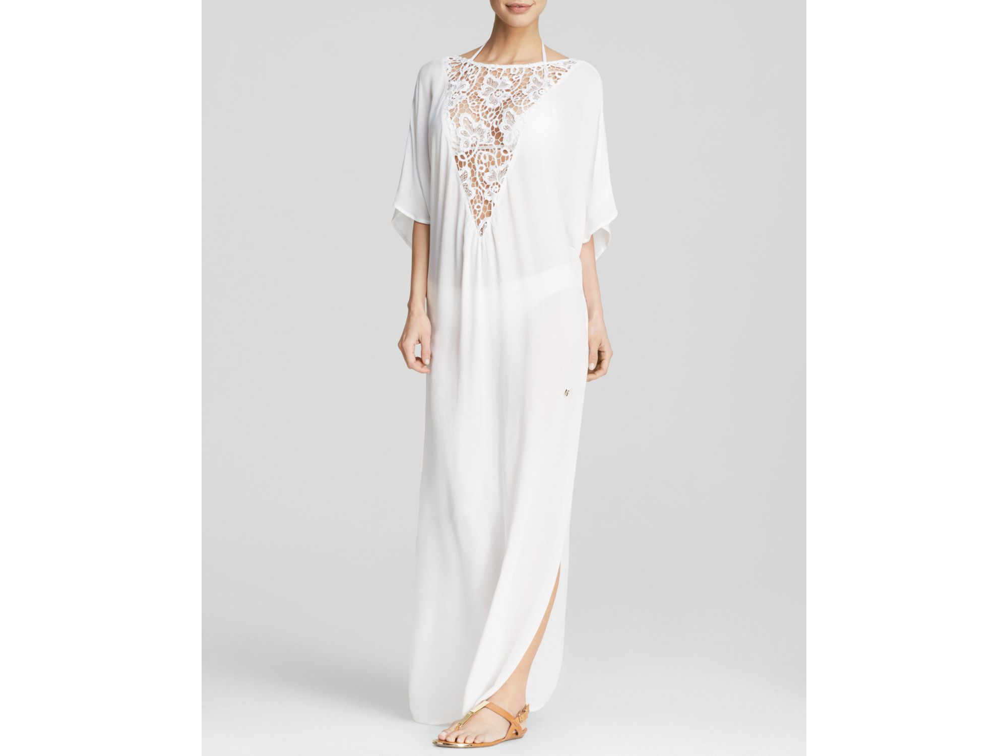white maxi swim cover up