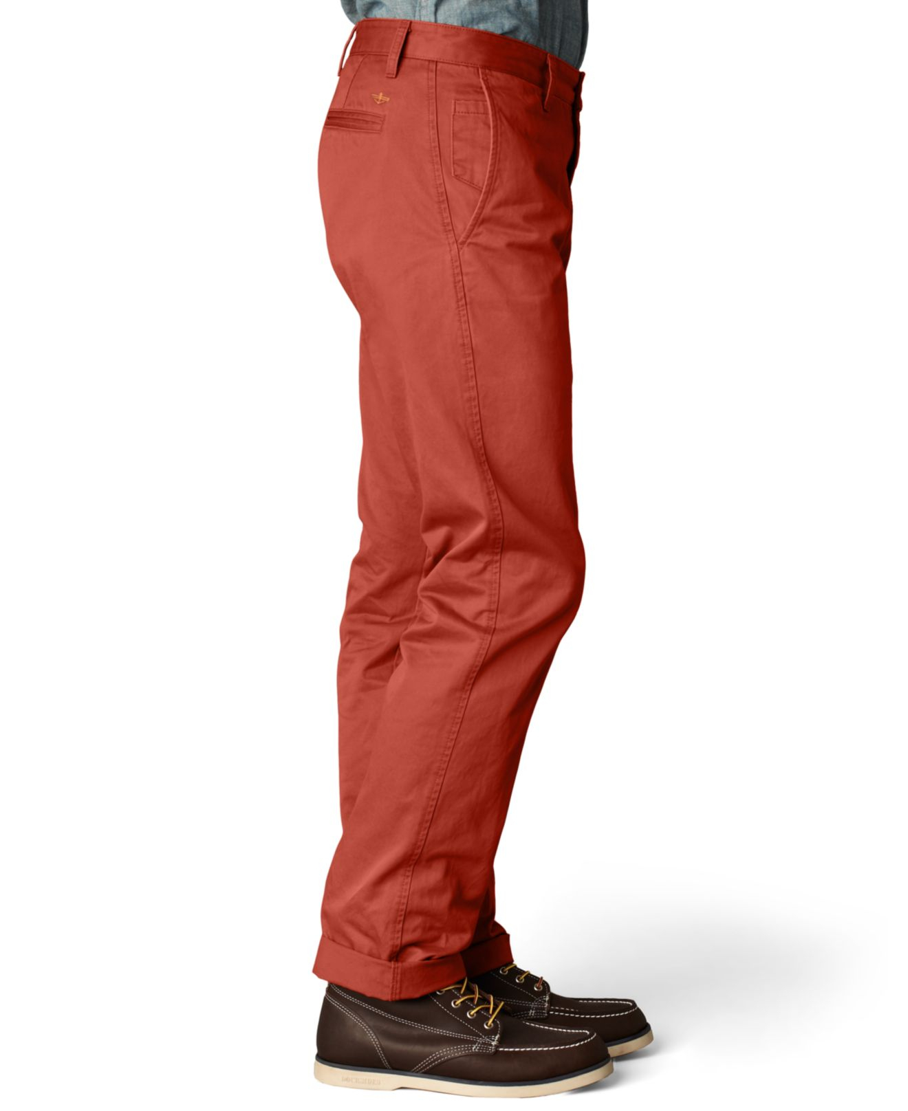 Dockers Men's Port Red Textured The Broken In Alpha Khaki Slim Tapered Fit Pants 