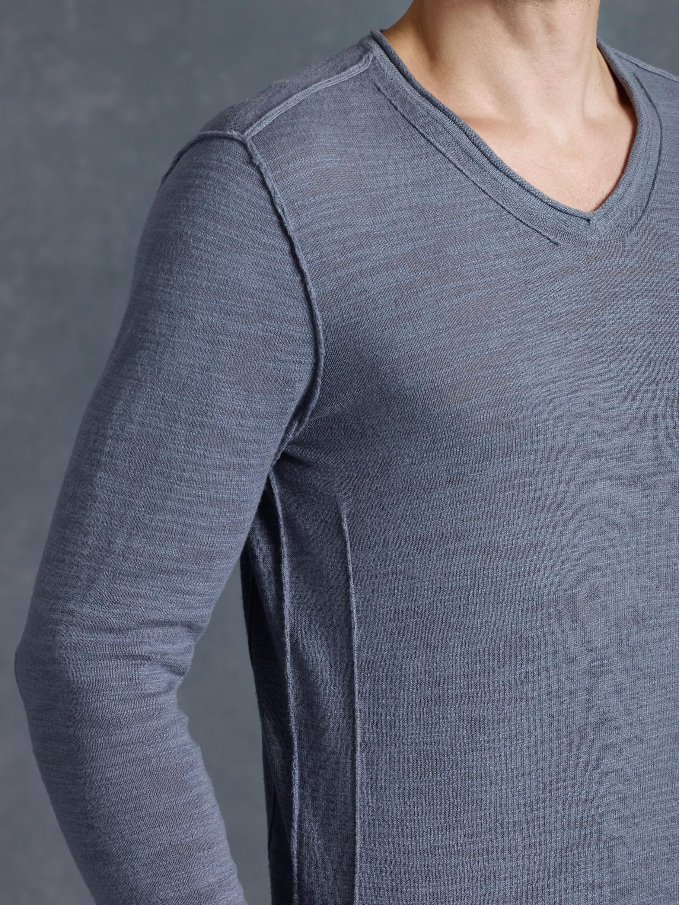 John Varvatos Long Sleeve V Neck Sweater In Blue For Men Lyst