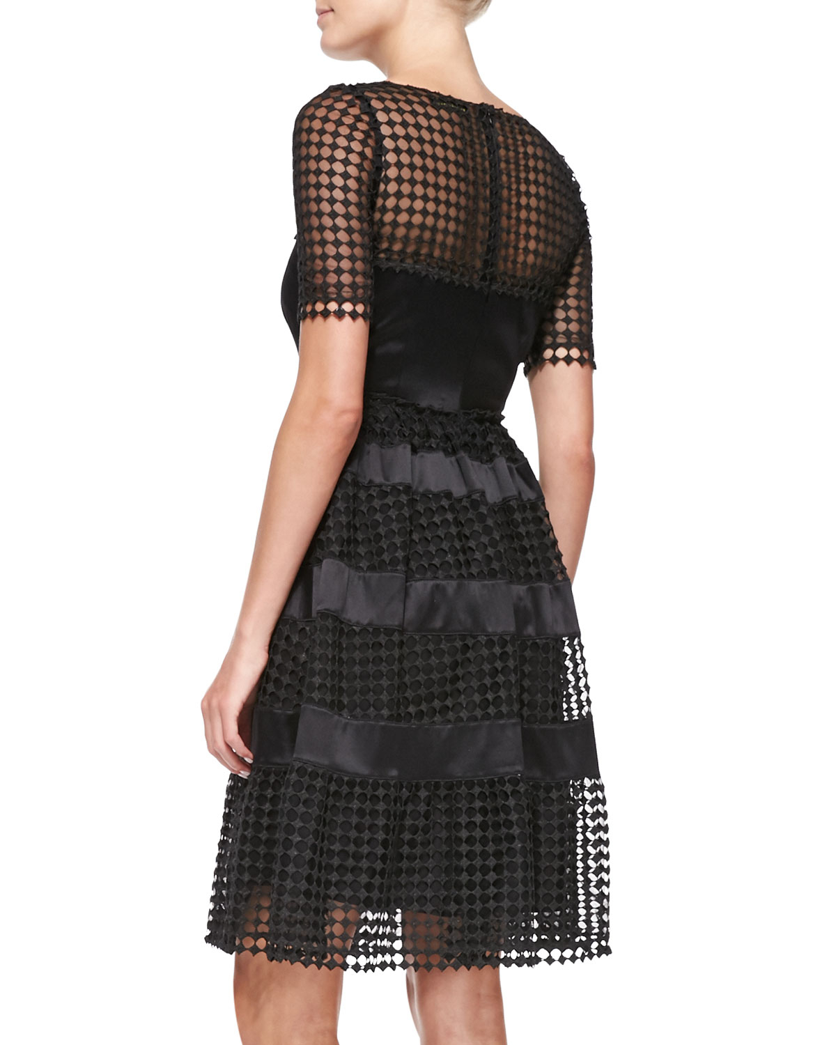black dress with net overlay