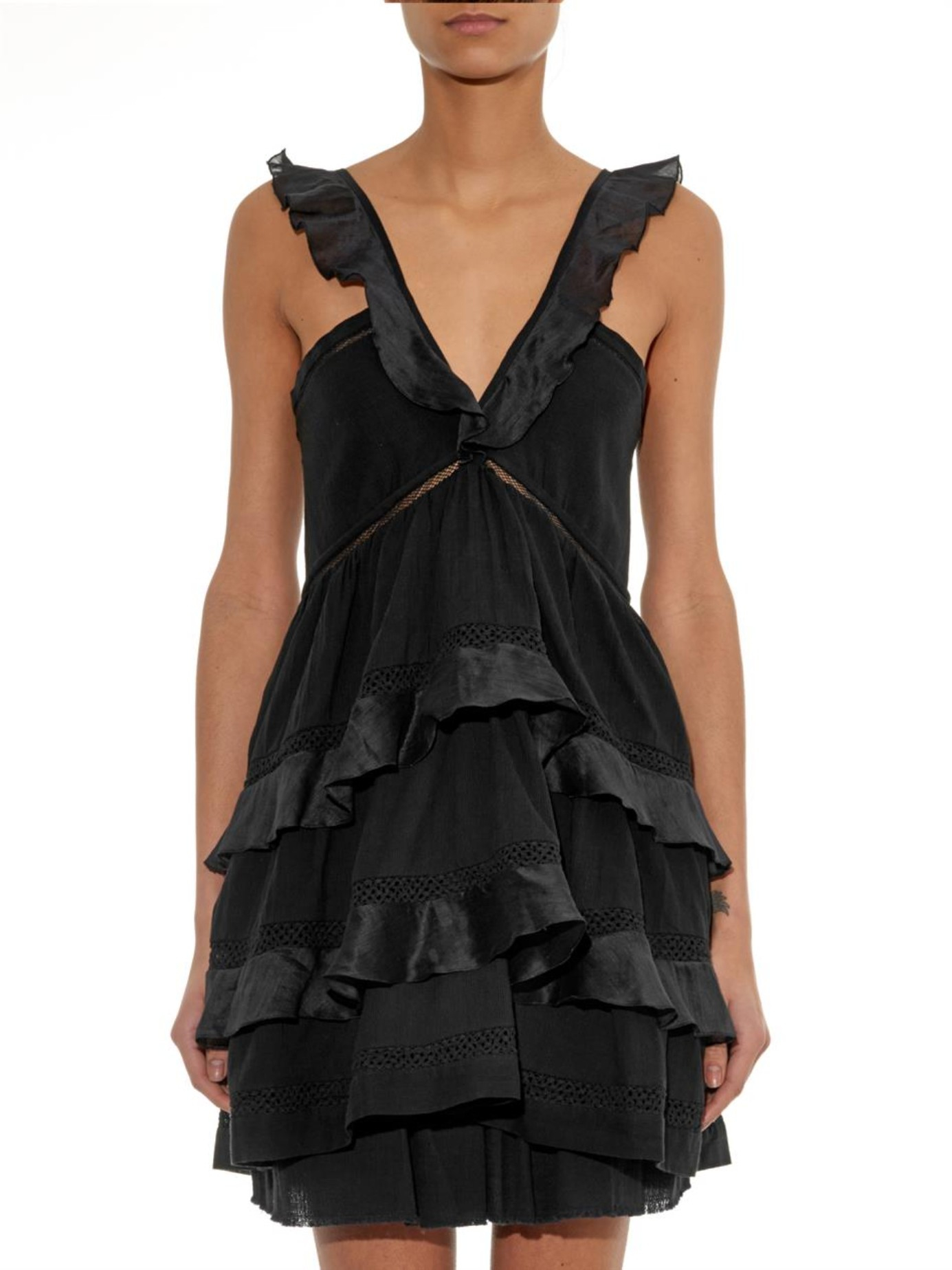 Étoile Isabel Marant Casey Ruffled Cotton-blend Voile Dress in Black - Lyst