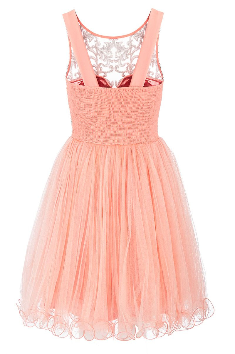  Quiz  Coral Mesh Sequin Embellished Prom  Dress  in Pink  Lyst