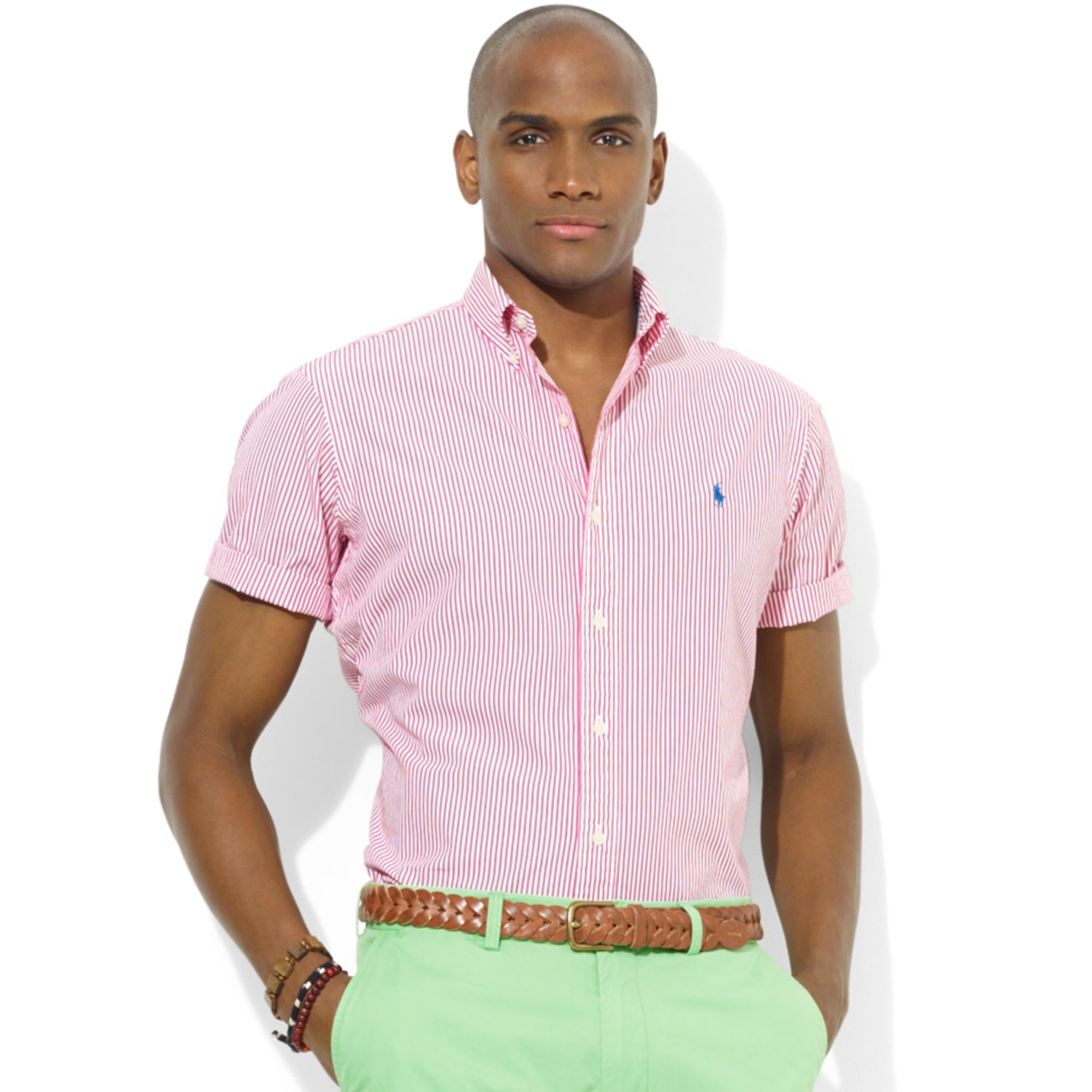 pink short sleeve ralph lauren shirt