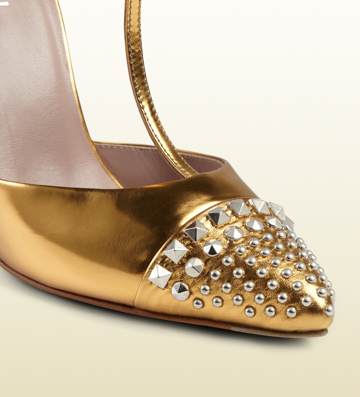 gold studded pumps