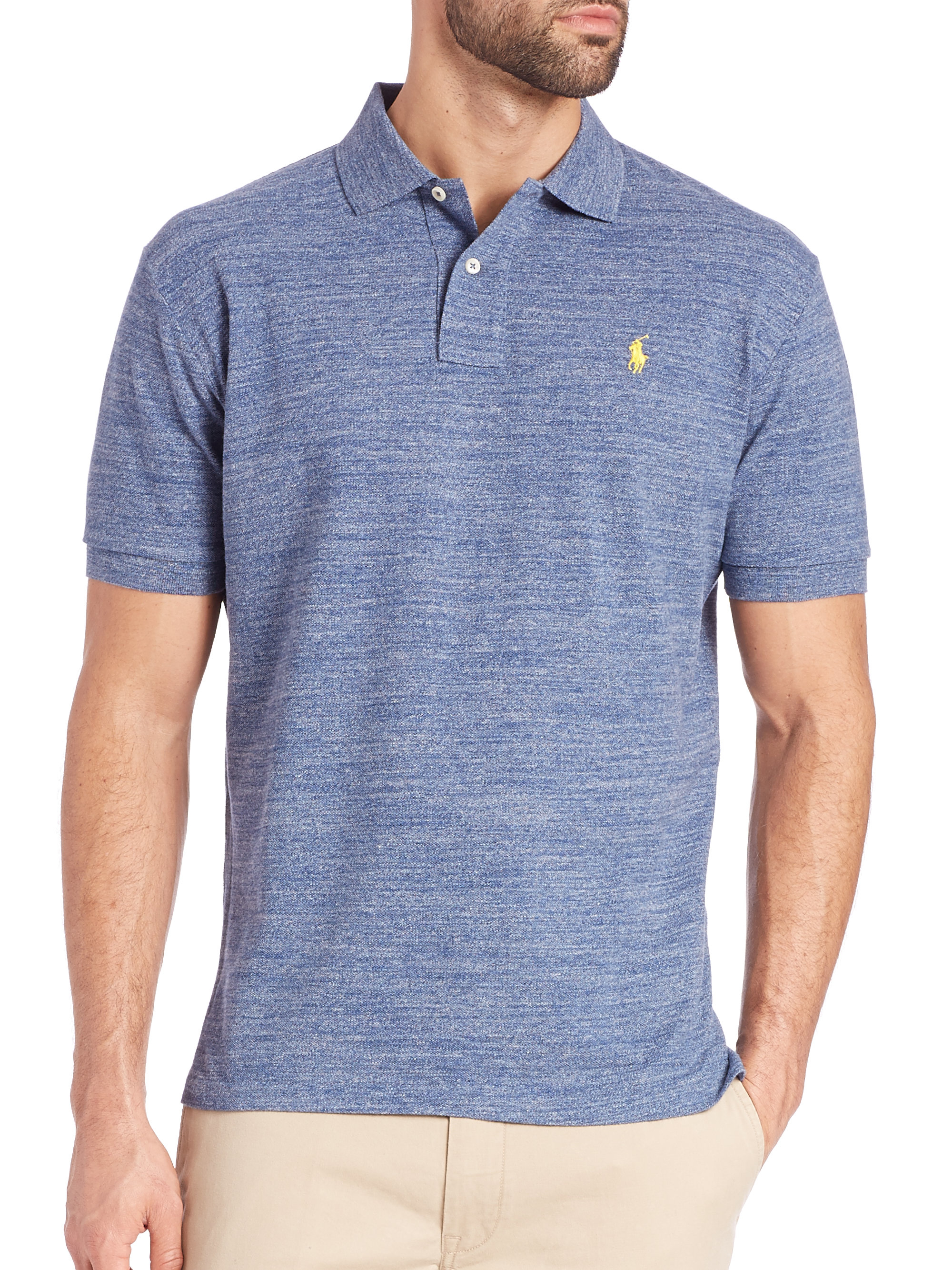 Polo Ralph Lauren Heathered Polo Shirt in Blue for Men | Lyst