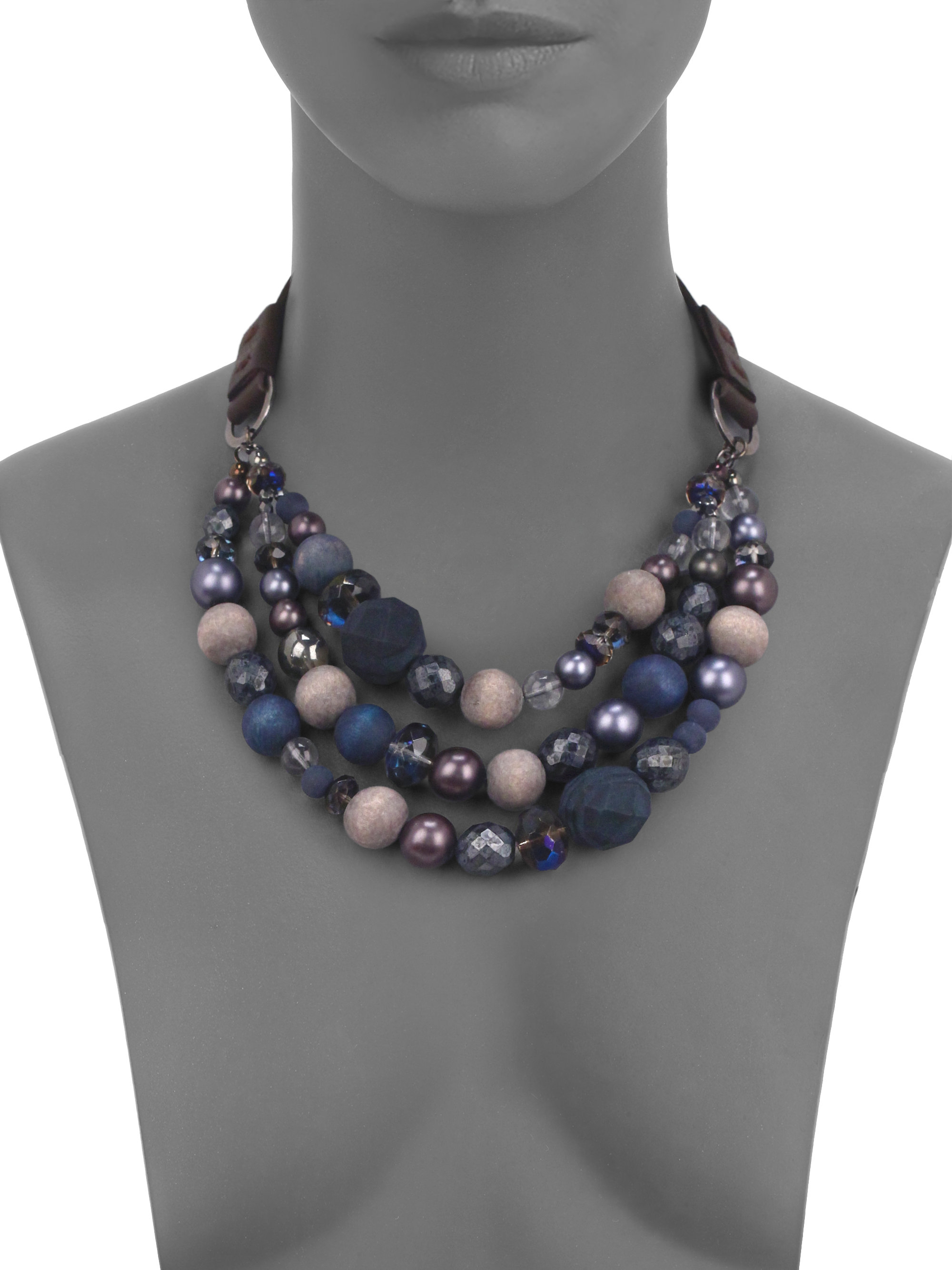 Lyst - Peserico Beaded Necklace in Blue