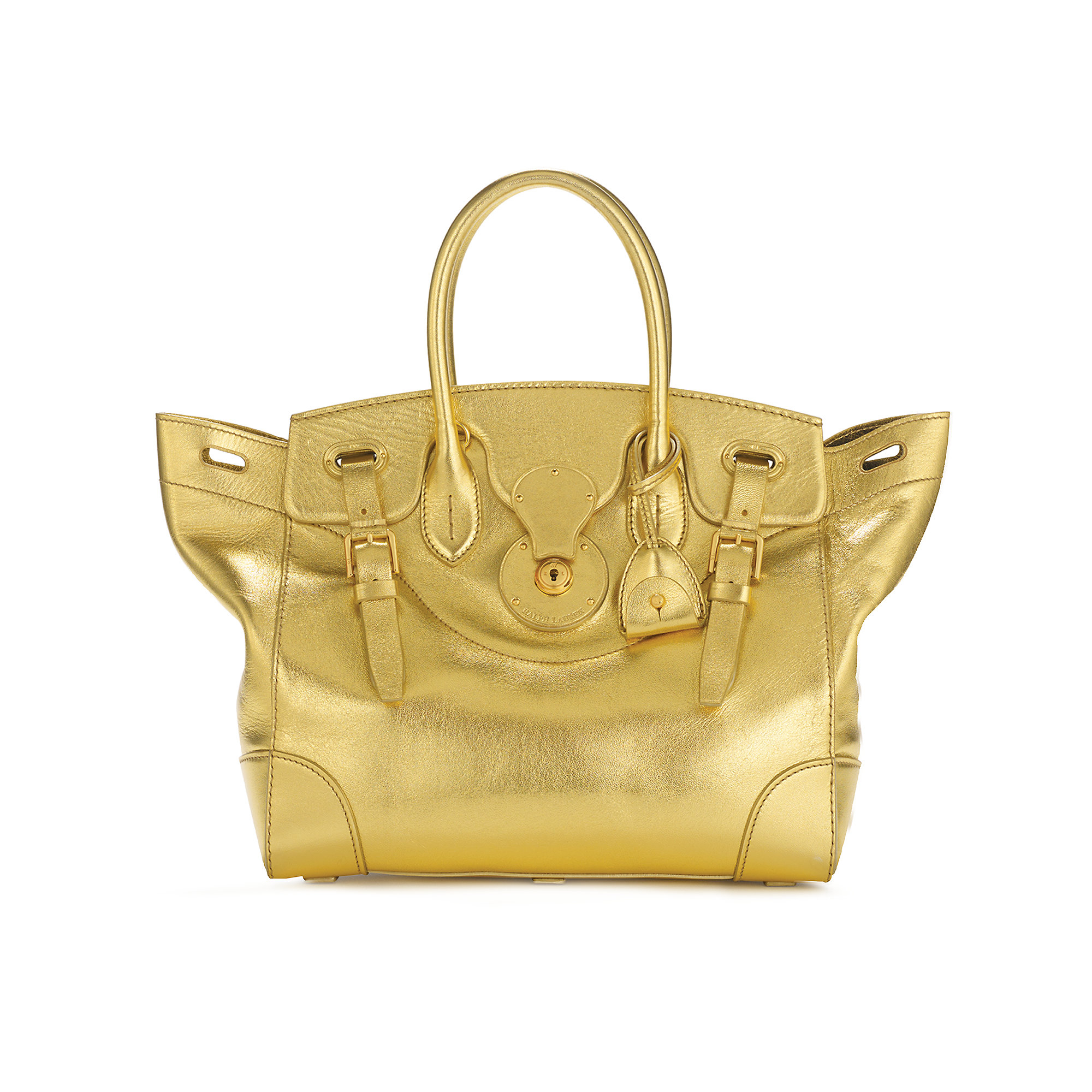 Ralph Lauren Leather Gold Soft Ricky Bag in Metallic | Lyst