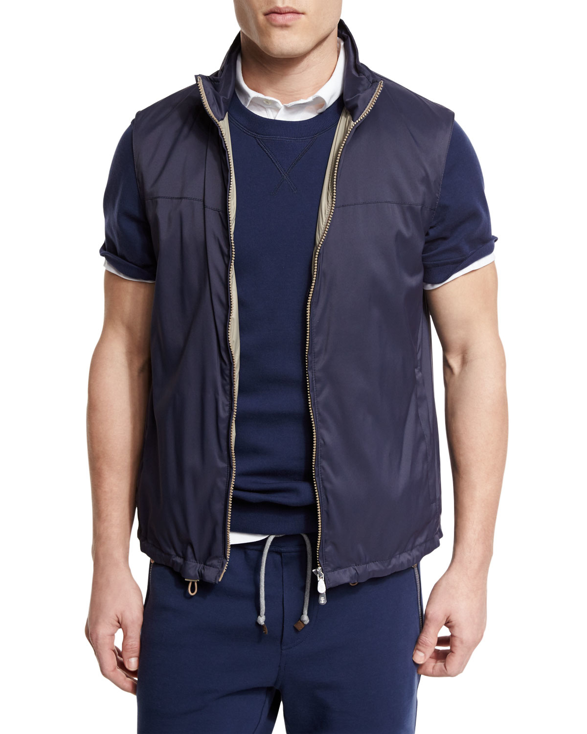 Brunello Cucinelli Nylon Zipup Spa Vest in Blue for Men Lyst