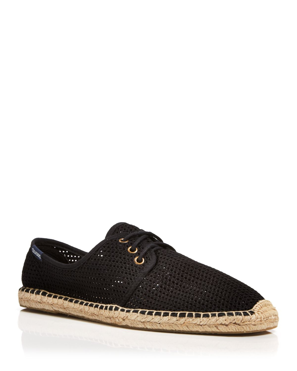 Navigation menu Shop Women's Soludos Black size Espadrilles at a discounted price at Poshmark. Description: Soludos Leather Lace-Up Espadrilles Color: Black Size: ***Brand New*** THE DETAILS Based on feedback from Members, this item typically runs small. We suggest sizing up.