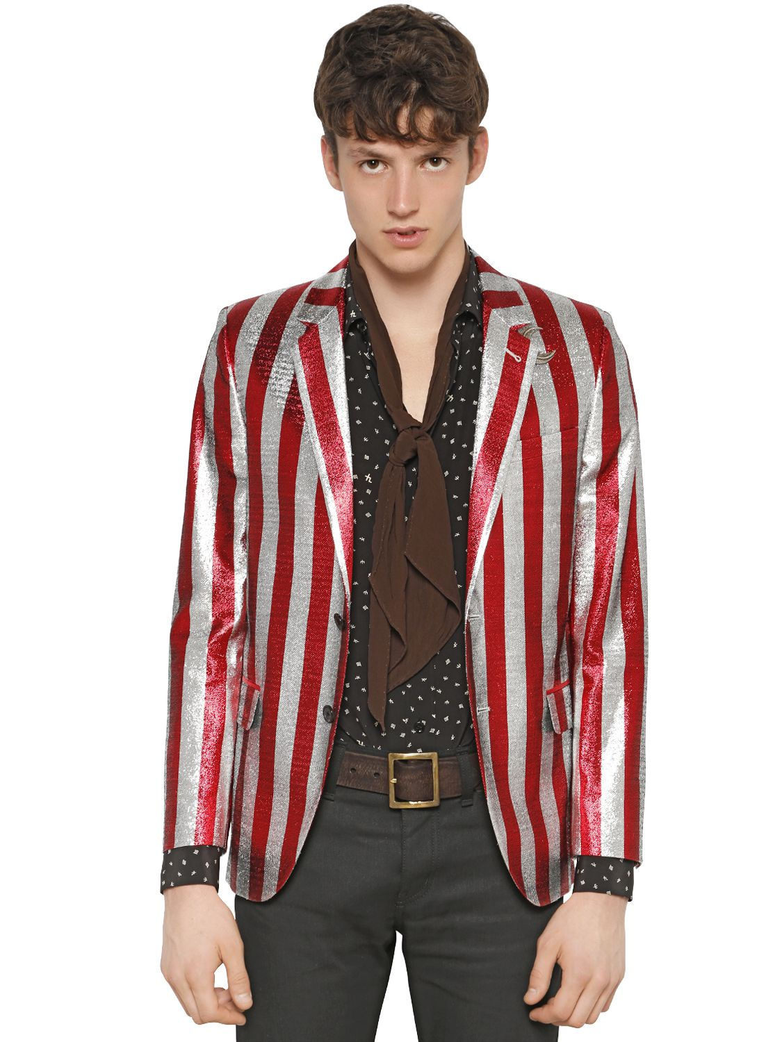 red and silver blazer