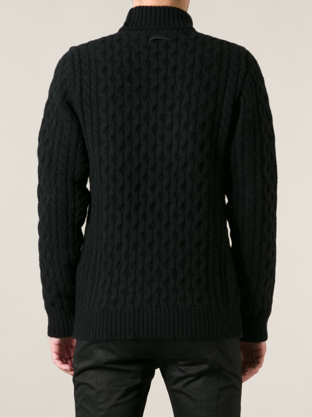 Lyst - Diesel Cable Knit Turtleneck Sweater in Black for Men