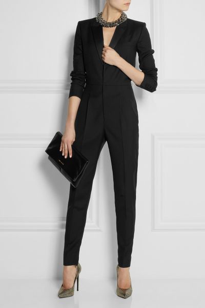 Saint Laurent Wool-Gabardine Tuxedo Jumpsuit in Black | Lyst