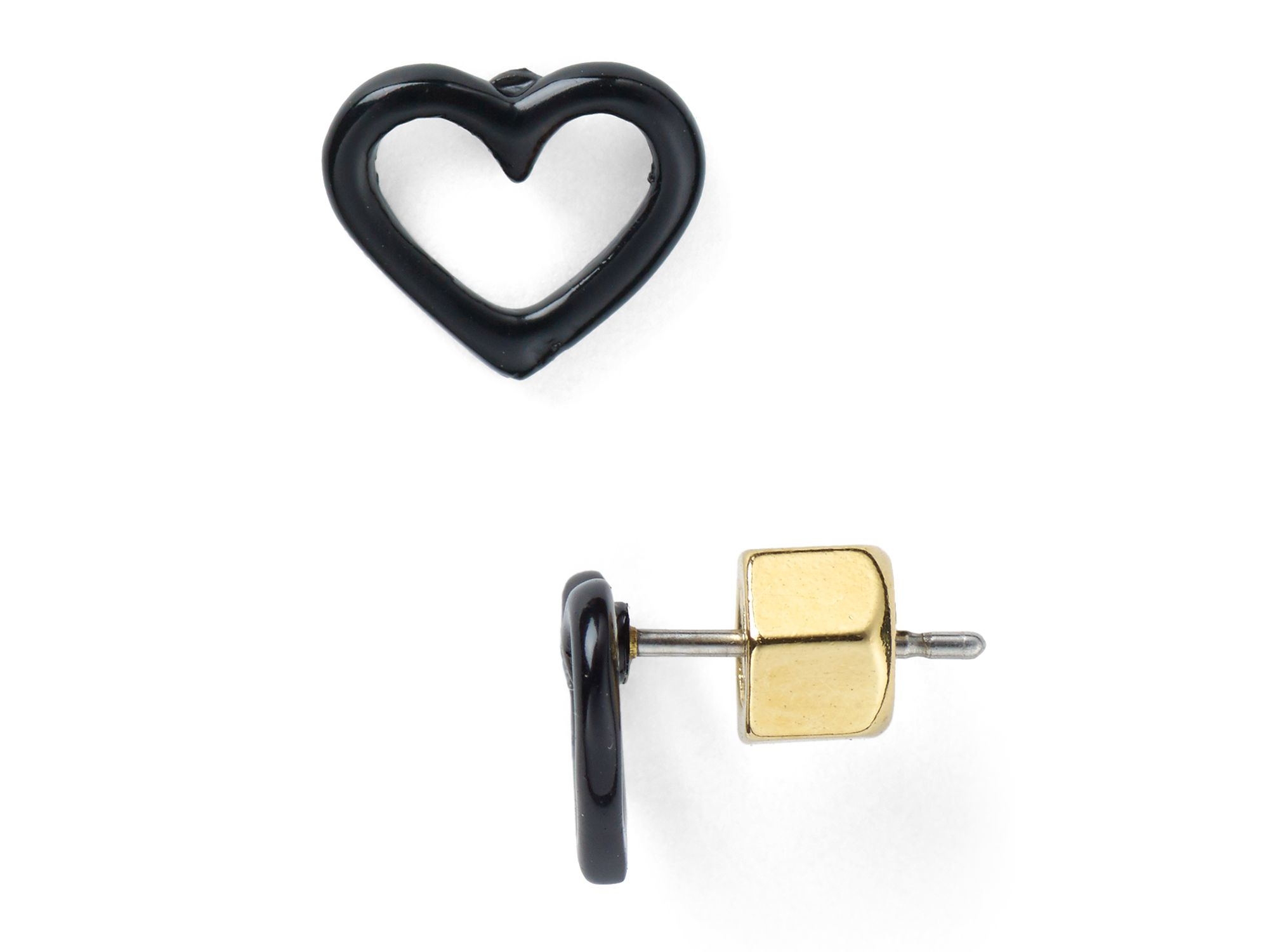 Marc By Marc Jacobs Open Heart Stud Earrings in Black - Lyst