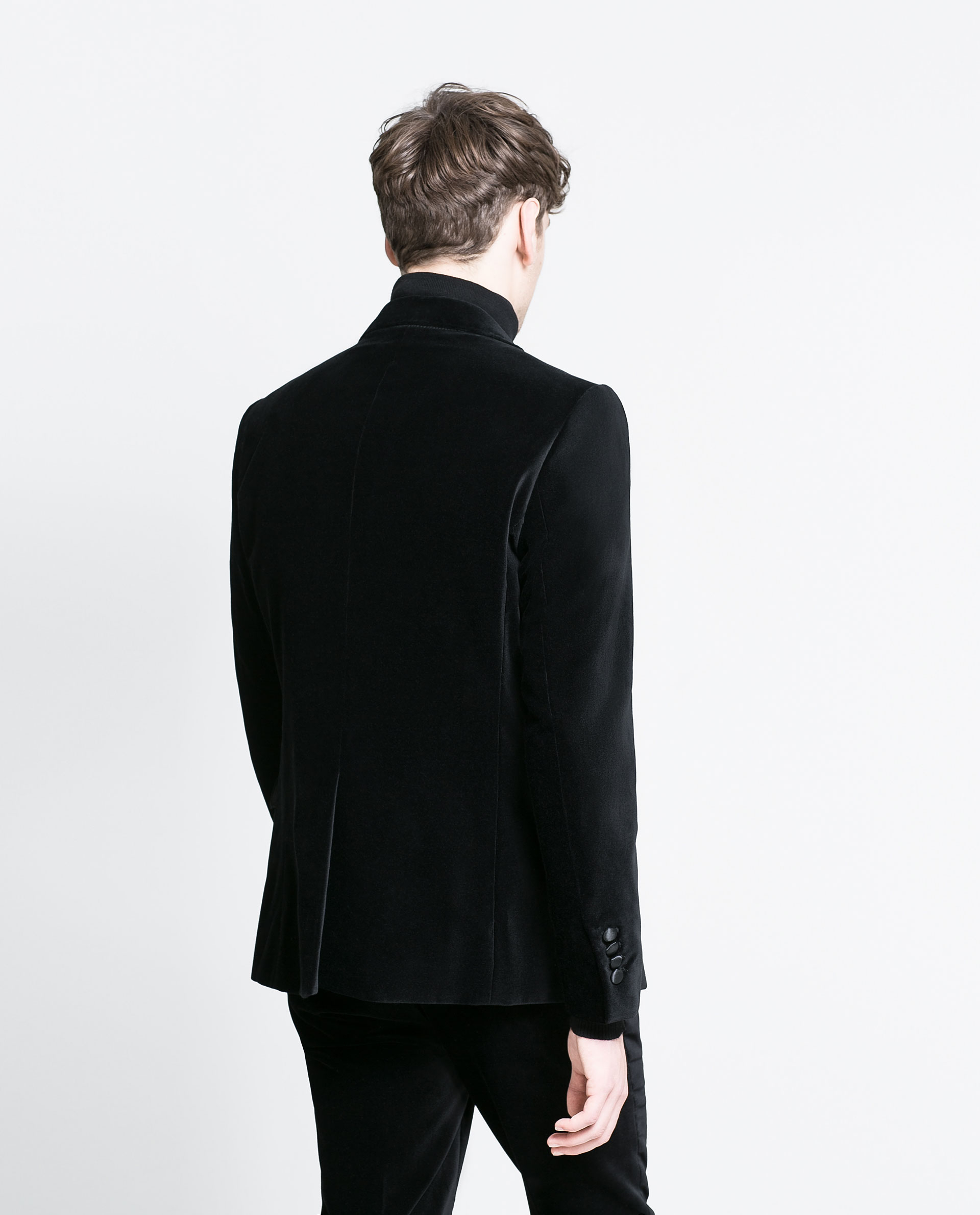 Zara Velvet Blazer with Contrast Detailing in Black for Men Lyst