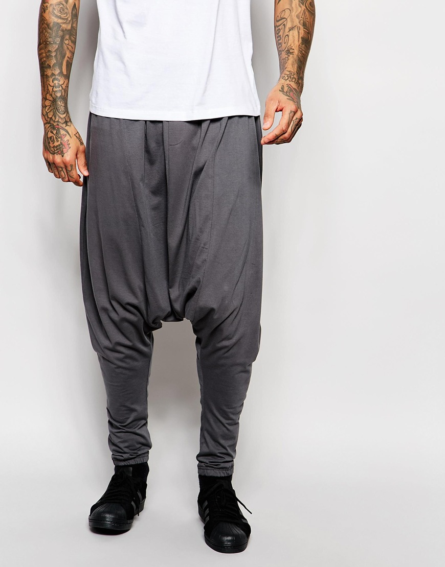 ASOS Extreme Drop Crotch Joggers In Charcoal in Gray for Men - Lyst