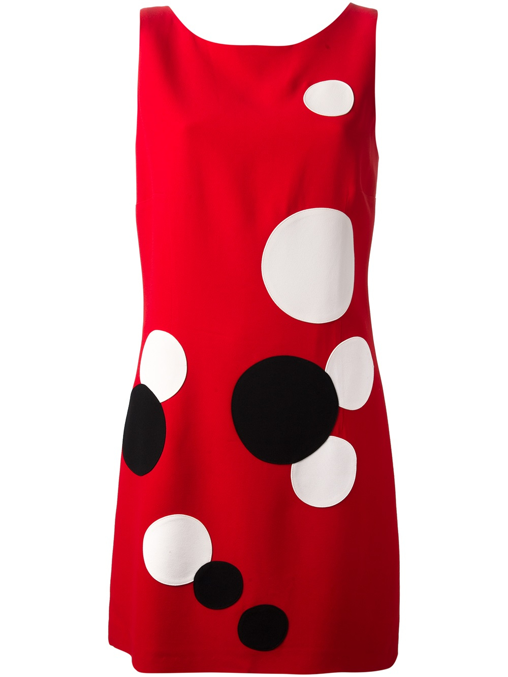 Boutique Moschino Applique Polka Dot Dress in Red | Lyst