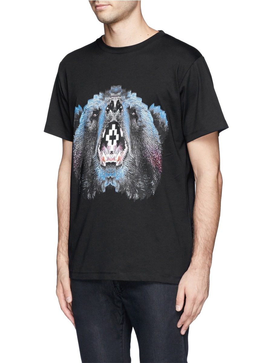 Skygge sindsyg krøllet Marcelo Burlon Cotton Matteo Pixelated Bear Head Print T-shirt in Black for  Men - Lyst