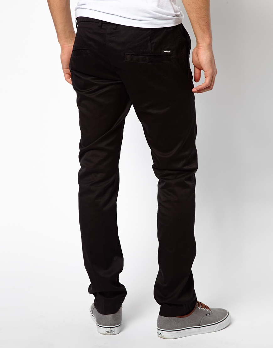 DIESEL Cotton Chinos Chi Tight E Slim Fit Washed in Black for Men - Lyst