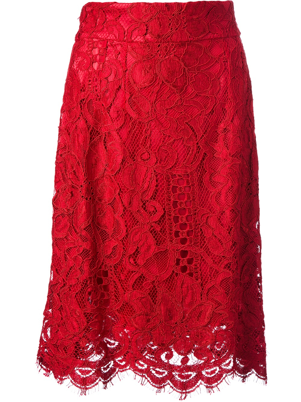 Dolce & Gabbana Lace Skirt in Red - Lyst