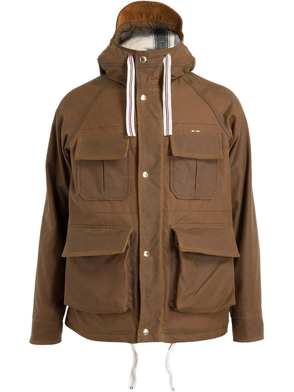 Maison Kitsuné Waxed Cotton Hooded Jacket in Brown for Men Lyst