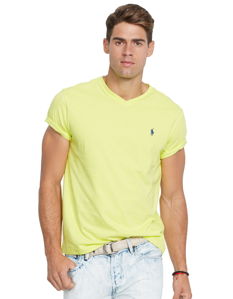 Polo ralph lauren Jersey V-neck in Yellow for Men (Neon Yellow) | Lyst