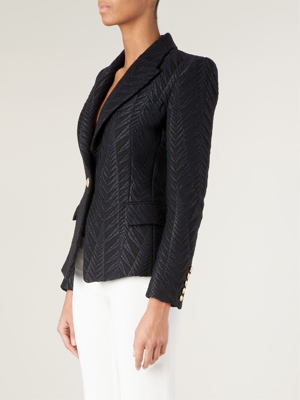 Balmain Jacquard Blazer in Black Lyst