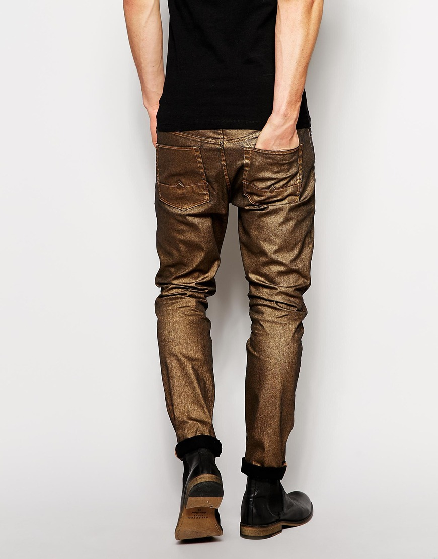 ASOS Skinny Jeans In Gold in Metallic for Men | Lyst