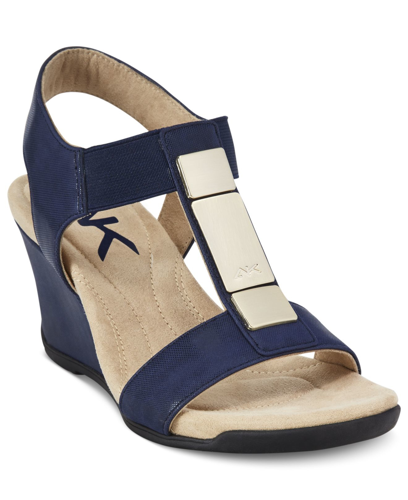 Anne Klein Loona Wedge Sandals in Blue - Lyst