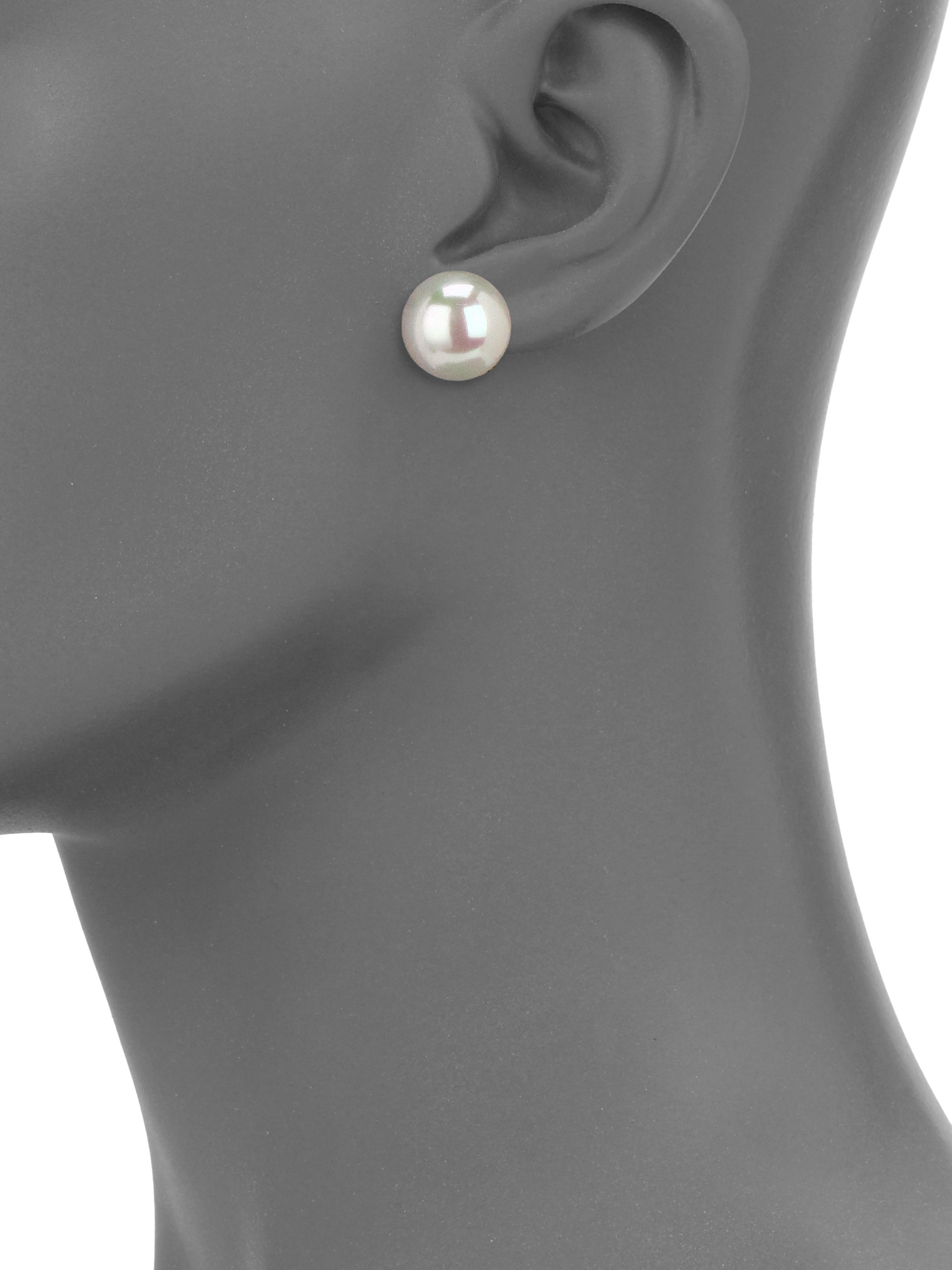 Lyst Majorica 14mm White Pearl Clip On Earrings In Metallic Gallery